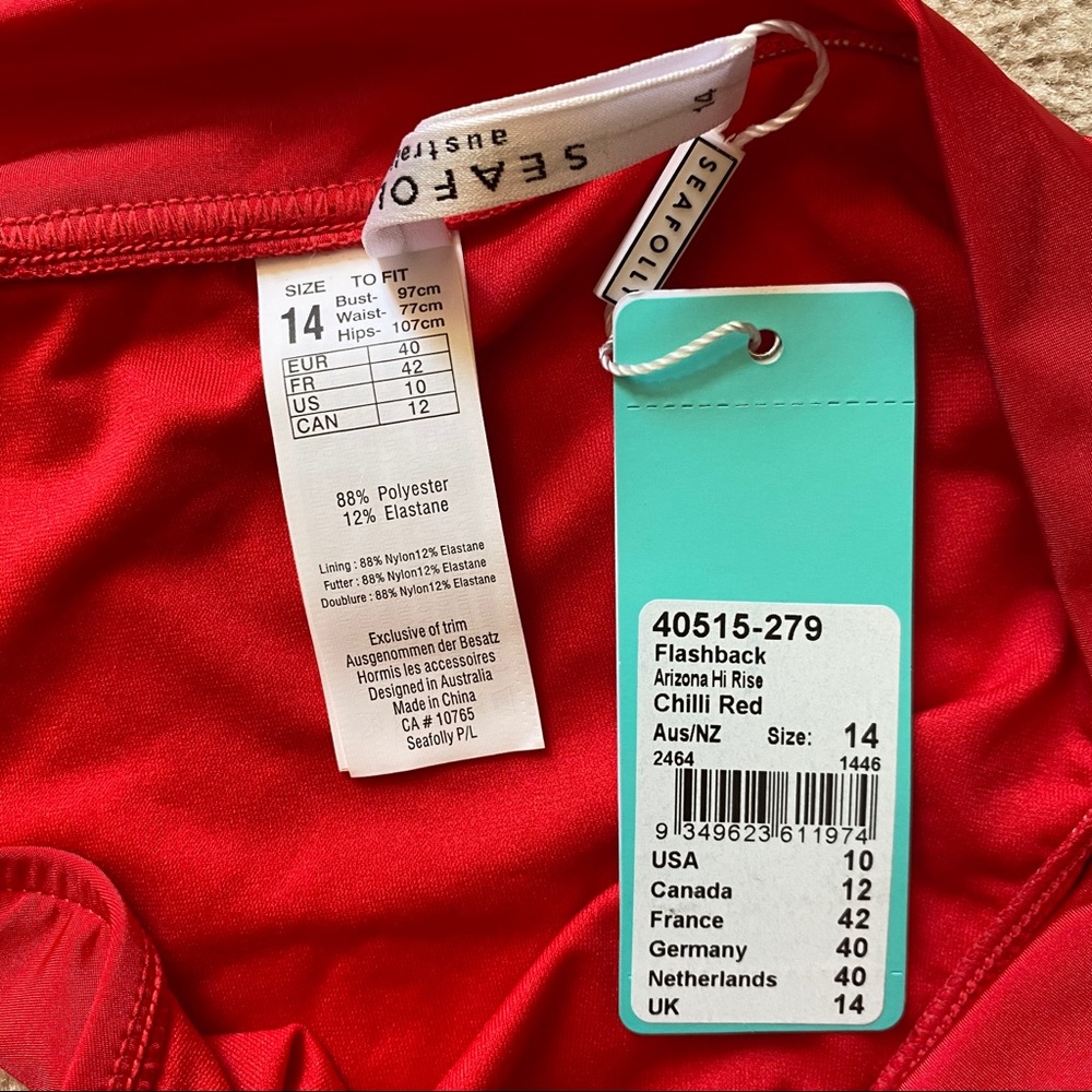 Seafolly high waisted bikini bottoms red - Picture 7 of 7